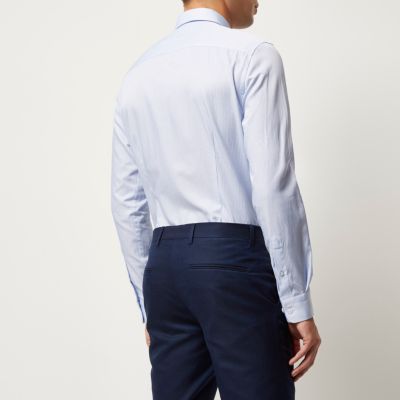 Blue smart fine stripe skinny shirt